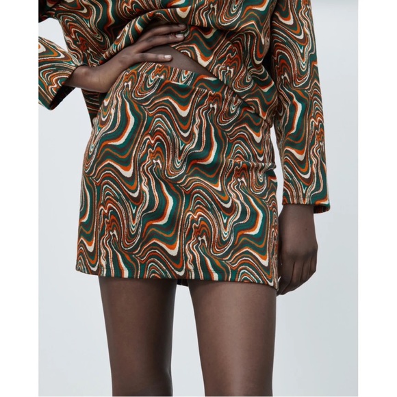 Zara Dresses & Skirts - Zara Knit Jacquard Marble Print Mini Skirt